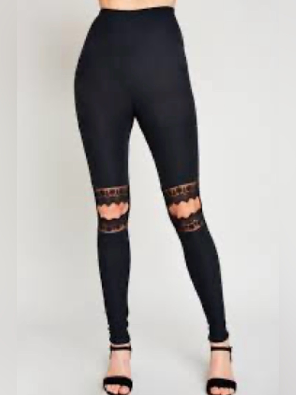 Hayden Lace-Cut Out Trim High-Waist Leggings